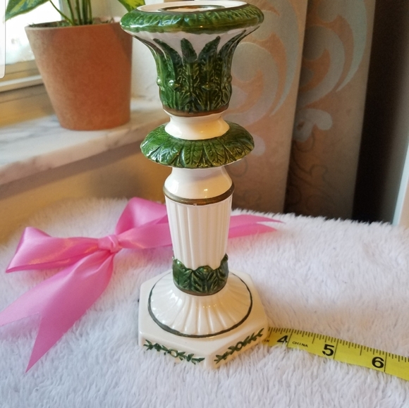 Candle holders porcelain home decor green & white - Picture 4 of 8